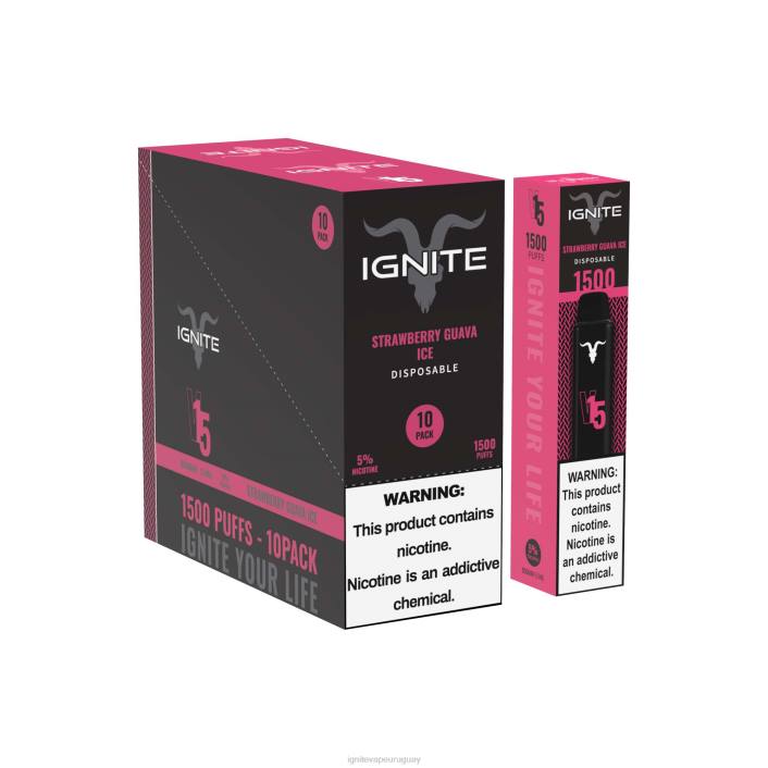 hielo de guayaba y fresa IGNITE V15 paquete de 10 bolígrafos vaporizadores - IGNITE vape precio PZ6T105