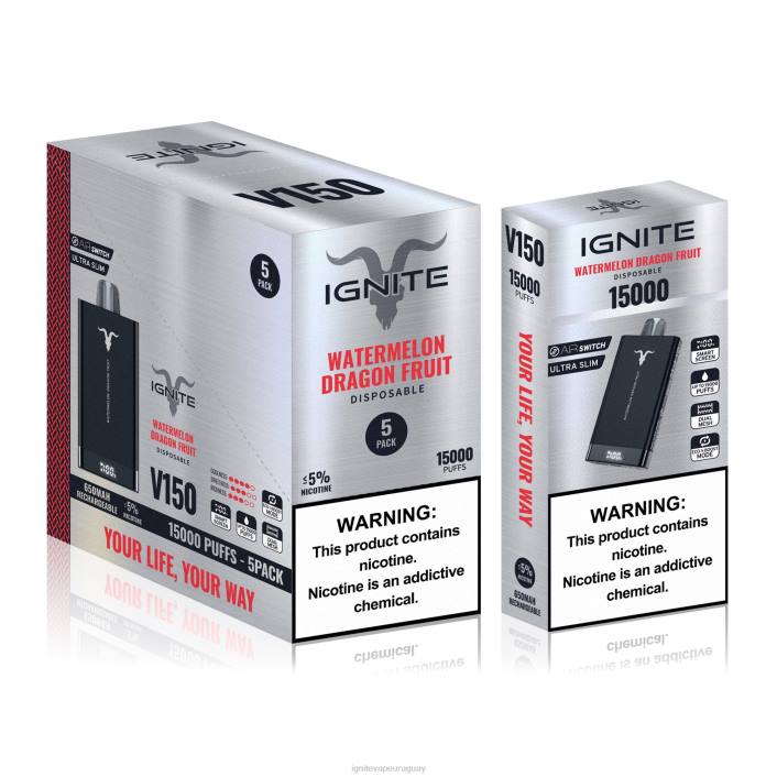 fruta del dragón de sandía IGNITE V150 paquete de 5 bolígrafos vaporizadores - IGNITE vape Uruguay PZ6T93