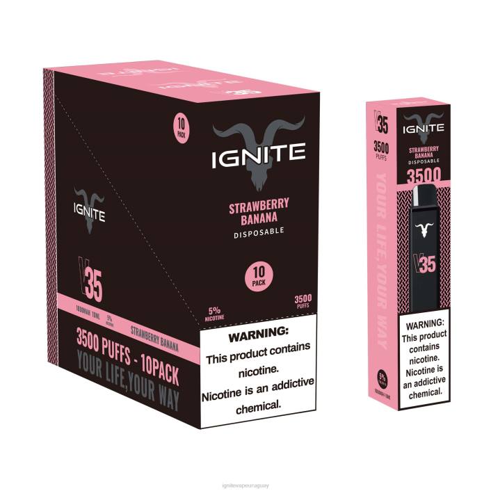 Fresa plátano IGNITE V35 paquete de 10 bolígrafos vaporizadores - IGNITE vaporizador PZ6T128