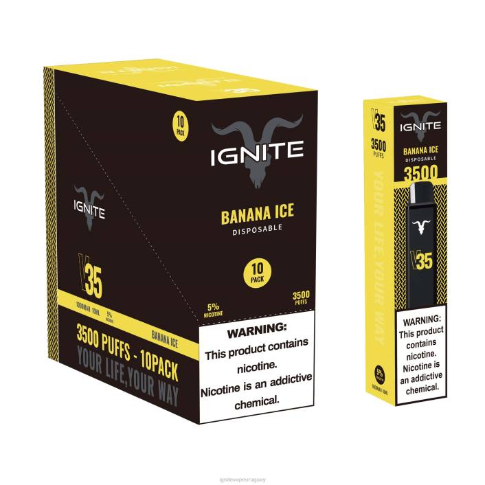 hielo de plátano IGNITE V35 paquete de 10 bolígrafos vaporizadores - IGNITE pod sabores PZ6T16