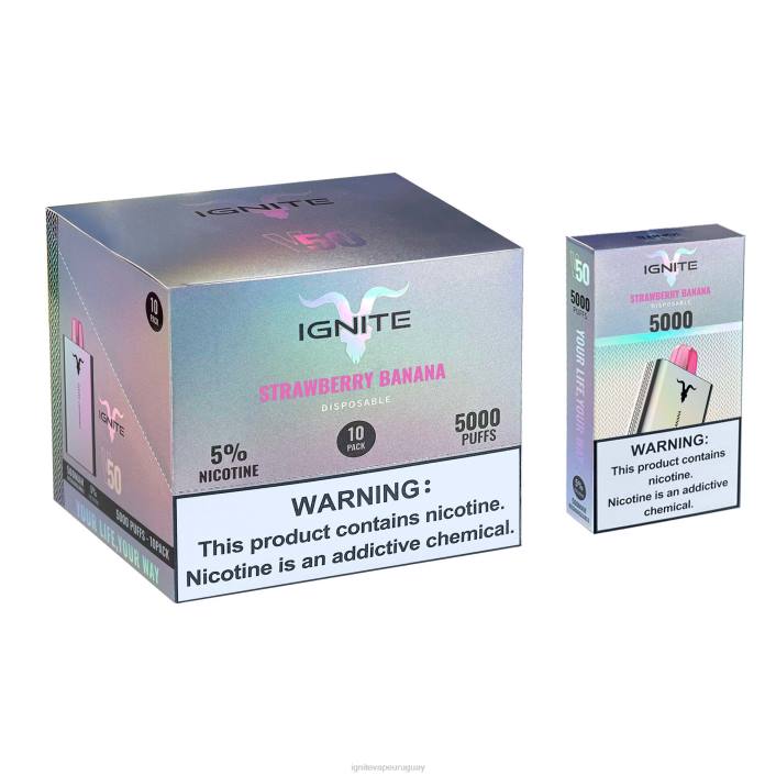 Fresa plátano IGNITE V50 paquete de 10 bolígrafos vaporizadores - IGNITE vape and tobacco PZ6T149