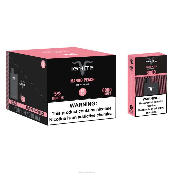 durazno mango IGNITE V60 paquete de 10 bolígrafos vaporizadores - best IGNITE flavors PZ6T21