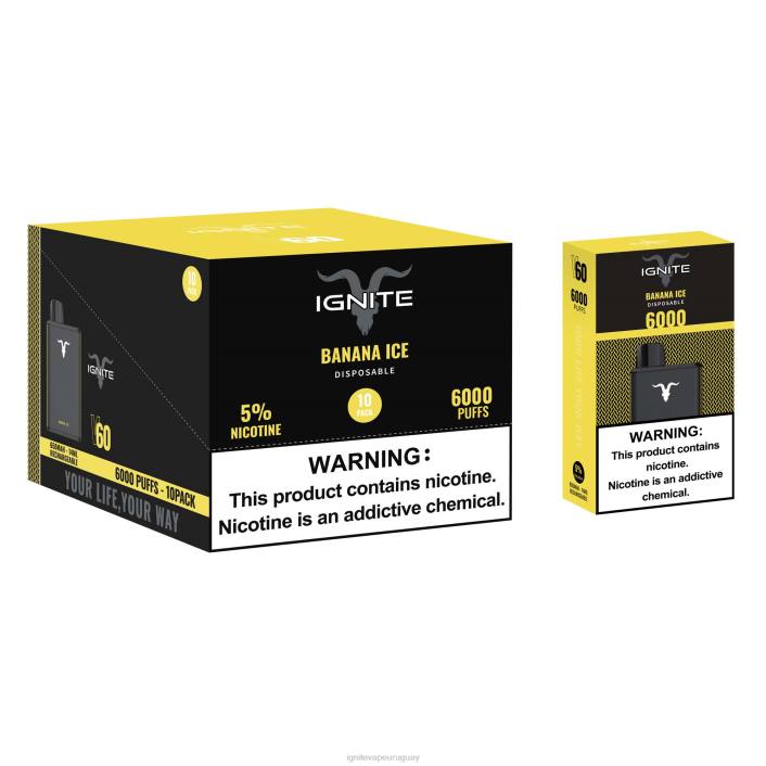 hielo de plátano IGNITE V60 paquete de 10 bolígrafos vaporizadores - best IGNITE flavors PZ6T1