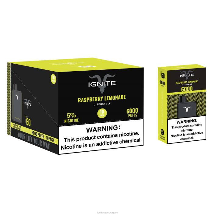 limonada de frambuesa IGNITE V60 paquete de 10 bolígrafos vaporizadores - IGNITE vape Uruguay PZ6T23