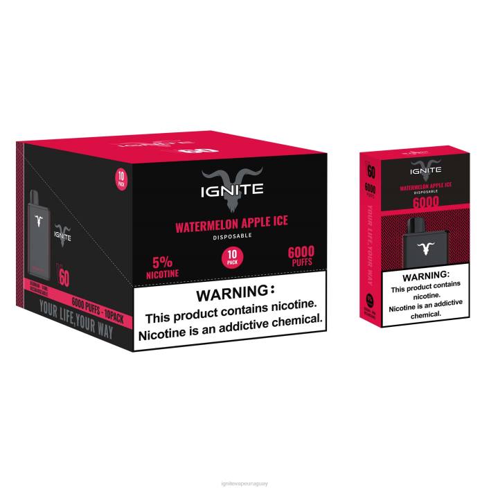 sandía manzana hielo IGNITE V60 paquete de 10 bolígrafos vaporizadores - IGNITE vaporizador PZ6T28