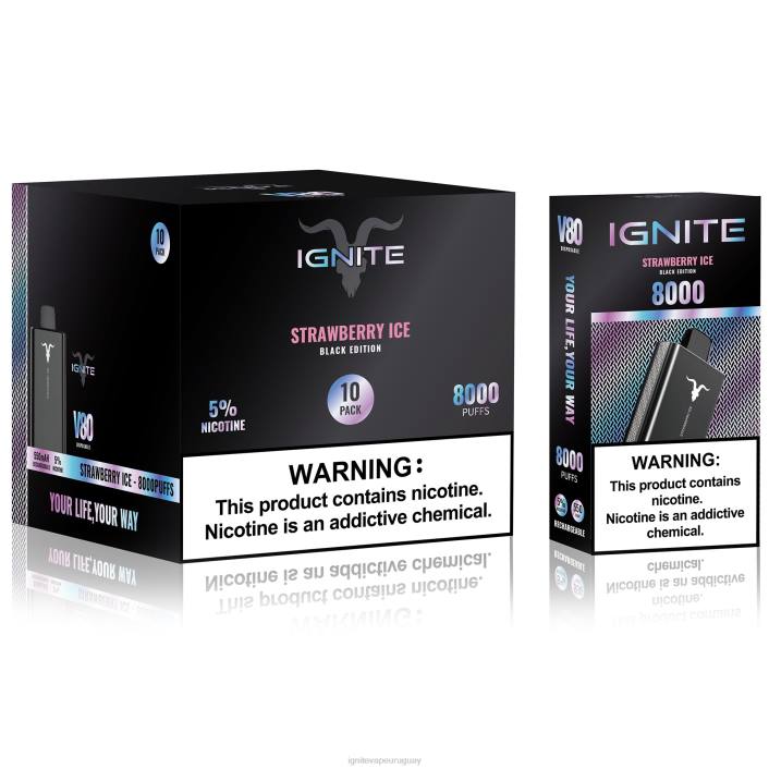 hielo de fresa IGNITE V80 paquete de 10 bolígrafos vaporizadores - IGNITE vape Uruguay PZ6T63